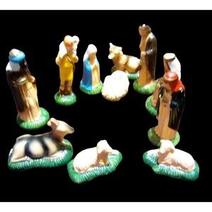 Christmas Nativity Ceramic Figurines 3 Wiseman, Joseph & Mary / 5R